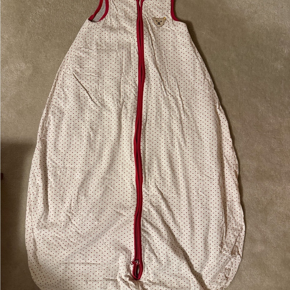 Steiff Red Trim Polka Dot Sleep Sack Large bear german